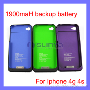 1900mAh Battery for iPhone 4G 4s External Mobile Backup Rechangeable Battery Case Power Bank USB Charger Case